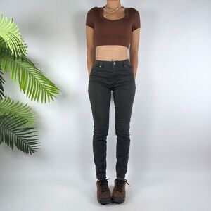 Women's Vintage Y2K Green Indie Fairy Grunge Casual Mid Rise Skinny Jeans / 4/27